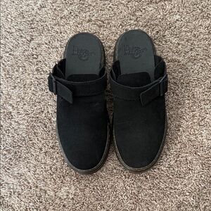 Black Suede Slip-On Shoes